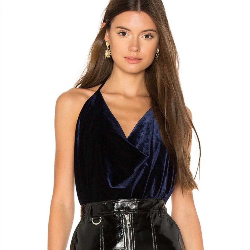 Bardot Backless Courtney Halter Top Velvet Size M
